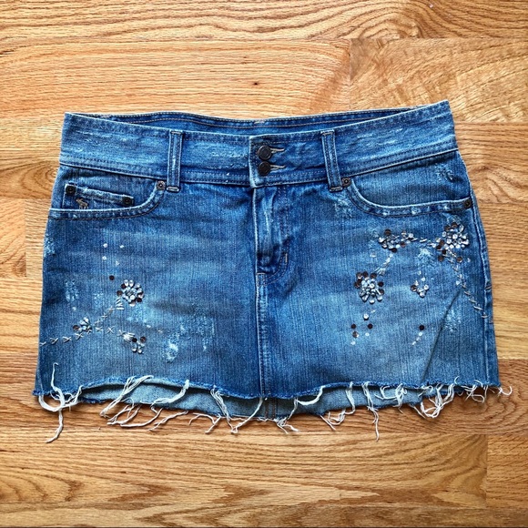 A&F Embellished Denim Mini - Picture 1 of 5